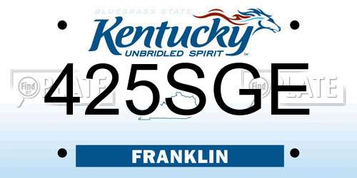425SGE Kentucky License Plate