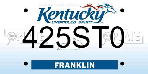 425ST0 Kentucky License Plate