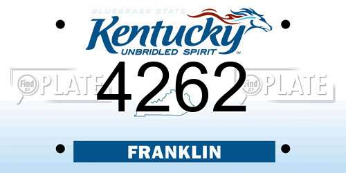 4262 Kentucky License Plate