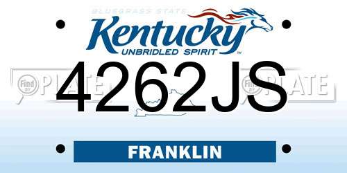 4262JS Kentucky License Plate