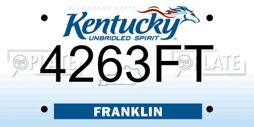 4263FT Kentucky License Plate