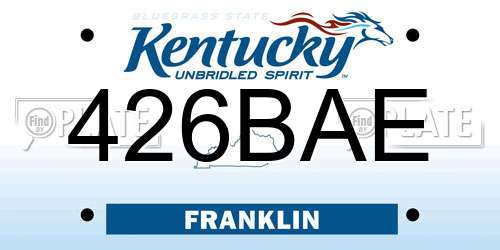 426BAE Kentucky License Plate