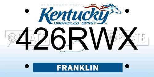 426RWX Kentucky License Plate