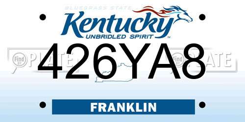 426YA8 Kentucky License Plate