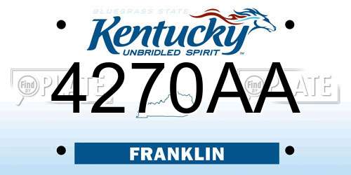 4270AA Kentucky License Plate