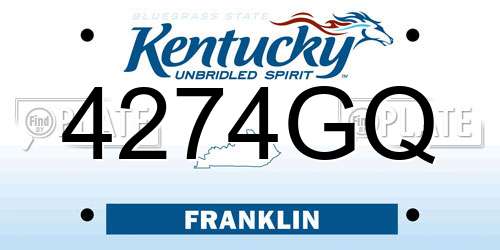 4274GQ Kentucky License Plate