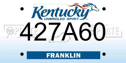 427A60 Kentucky License Plate