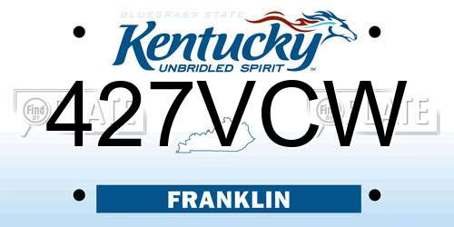 427VCW Kentucky License Plate