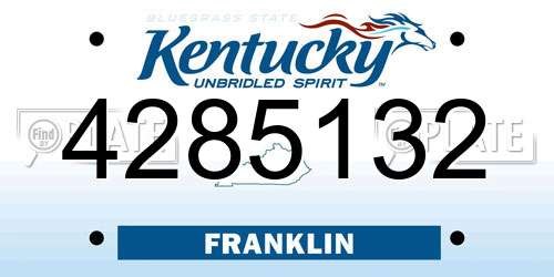 4285132 Kentucky License Plate