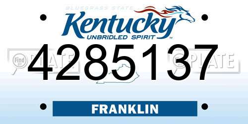 4285137 Kentucky License Plate