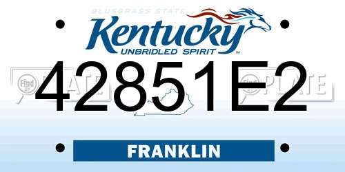 42851E2 Kentucky License Plate