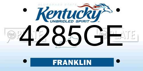4285GE Kentucky License Plate