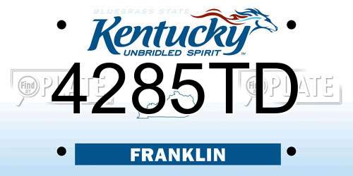 4285TD Kentucky License Plate