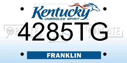 4285TG Kentucky License Plate