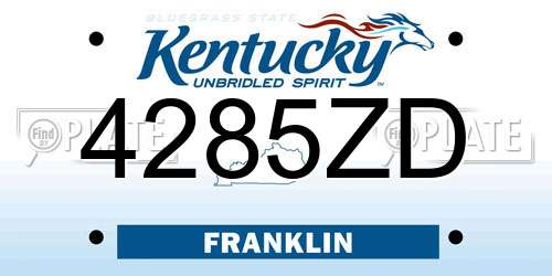 4285ZD Kentucky License Plate