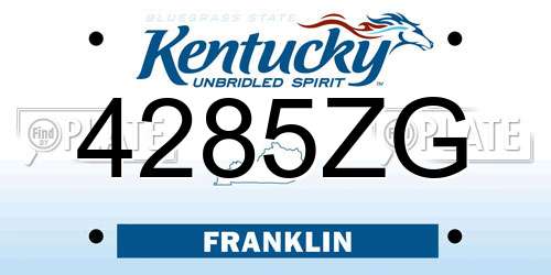 4285ZG Kentucky License Plate