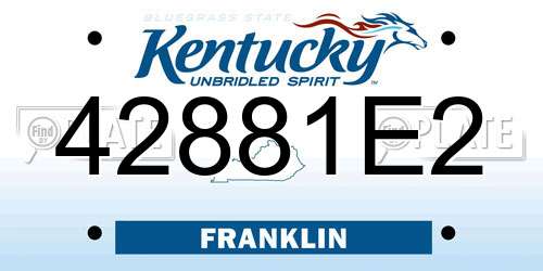 42881E2 Kentucky License Plate