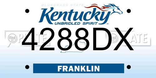 4288DX Kentucky License Plate