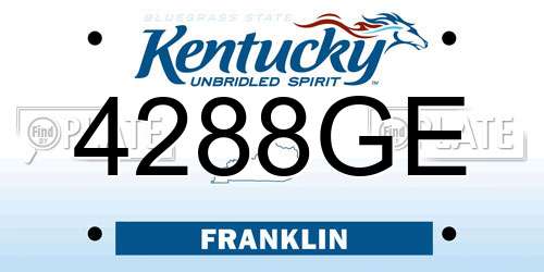 4288GE Kentucky License Plate