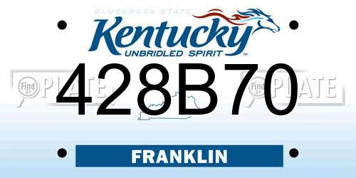 428B70 Kentucky License Plate