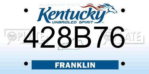 428B76 Kentucky License Plate