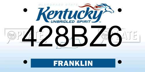 428BZ6 Kentucky License Plate