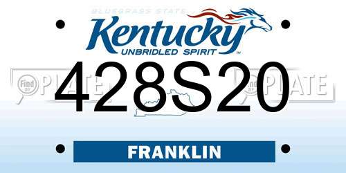 428S20 Kentucky License Plate