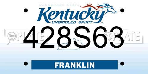 428S63 Kentucky License Plate