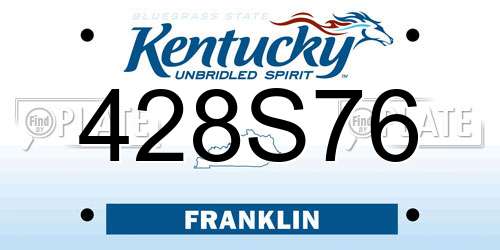 428S76 Kentucky License Plate