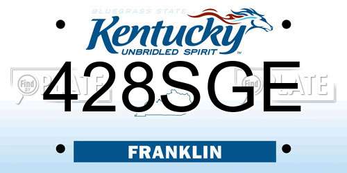 428SGE Kentucky License Plate