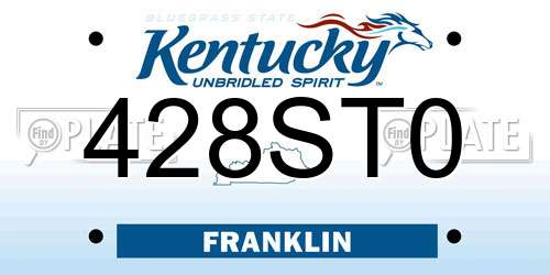 428ST0 Kentucky License Plate
