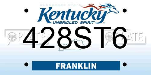 428ST6 Kentucky License Plate