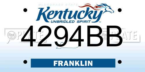 4294BB Kentucky License Plate