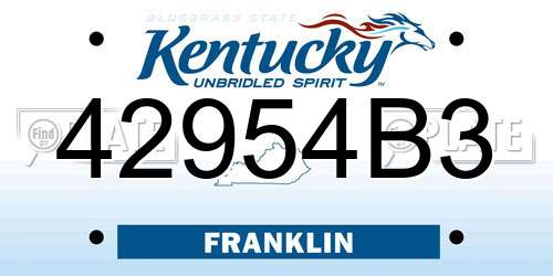 42954B3 Kentucky License Plate