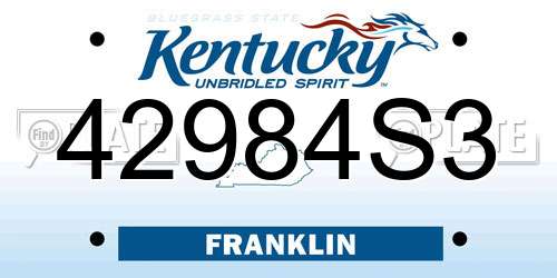 42984S3 Kentucky License Plate