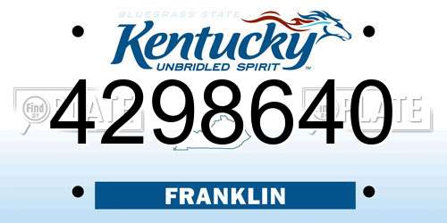 4298640 Kentucky License Plate