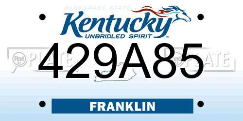 429A85 Kentucky License Plate