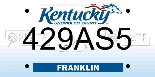 429AS5 Kentucky License Plate
