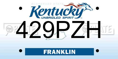 429PZH Kentucky License Plate