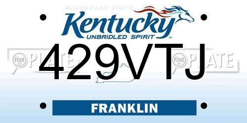 429VTJ Kentucky License Plate