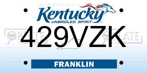 429VZK Kentucky License Plate