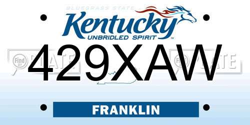429XAW Kentucky License Plate