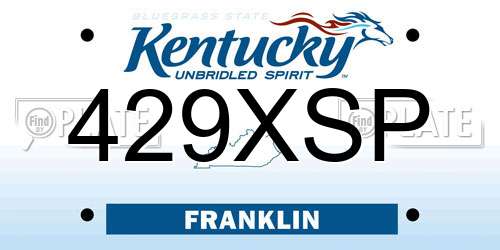 429XSP Kentucky License Plate