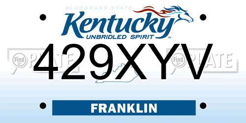 429XYV Kentucky License Plate