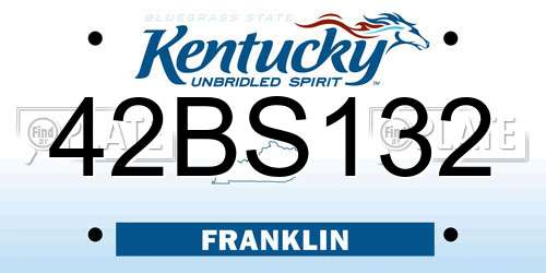 42BS132 Kentucky License Plate