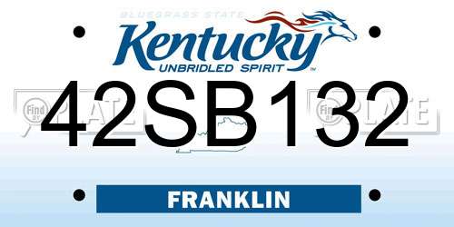 42SB132 Kentucky License Plate