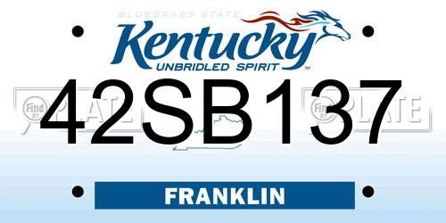 42SB137 Kentucky License Plate
