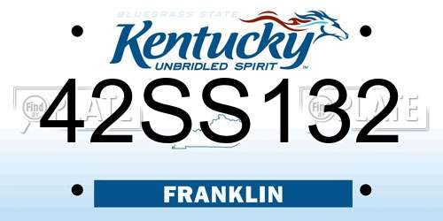 42SS132 Kentucky License Plate
