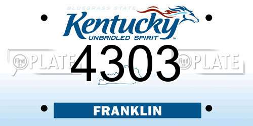 4303 Kentucky License Plate