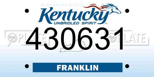 430631 Kentucky License Plate